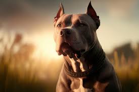 pit bull in pose on a sunny day in the