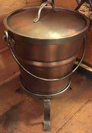Rustic Copper Oval Ash Bucket With Lid