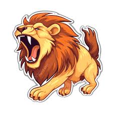 cartoon lion roaring sticker vector