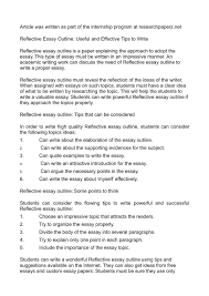 reflective essay outline examples writing a good reflective essay 