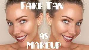 fake tan as makeup eyes lips