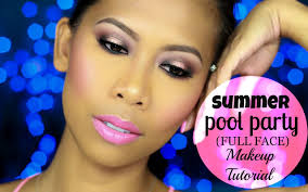 summer pool party full face makeup tutorial you