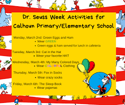 Seuss activites home or compile printable pages into a class book for sharing. Calhoun Schools Dr Seuss Week Activities At Cpes Facebook