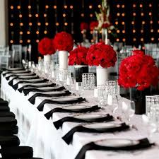 modern red black and white reception