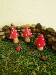 red mushrooms fairy garden