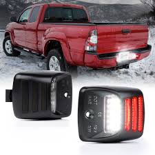 Xprite White Led License Plate Light Assembly With Red Running Lamp For Toyota Tacoma Tundra