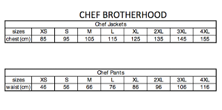 Size Chart Chef Brotherhood