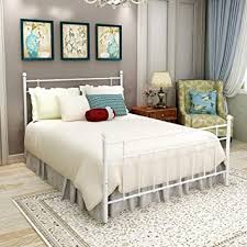 Check out our queen bed frame selection for the very best in unique or custom, handmade pieces from our beds & headboards shops. Amazon Com Elegant Home Products Queen Size Metal Bed Frame Platform With Steel Headboard And Footboard Mattress Foundation Bedroom Furniture No Box Spring White Queen Furniture Decor