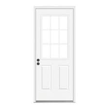 9 Lite Primed White Steel Entry Door