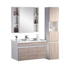 solid wood vanity sink mirror side