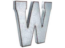 Large Galvanized Metal Letter W