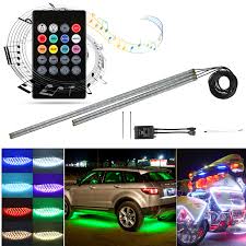 Tsv 4pcs Car Led Neon Undercar Glow Light Underglow Atmosphere Decorative Bar Lights Kit Strip 5050 Smd Underbody System Waterproof Tube With Sound Activated Walmart Com Walmart Com