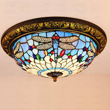 Beautiful Stained Glass Shade Dragonfly Tiffany Ceiling Light