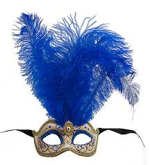 Art du XXe, contemporain 509 masque de venise colombine a plumes autruche  bleu dore-masque venitien Art, antiquités majjistral.org