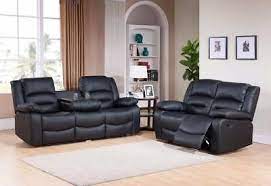 black recliner sofa 3 2 seater set