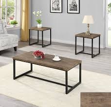 Distressed Wooden Top Coffee Table Set
