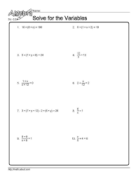 Algebra Algebra Algebra Worksheets