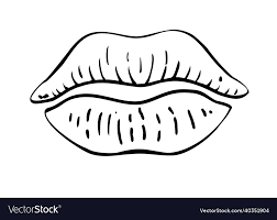 y plump lips kiss isolated line art