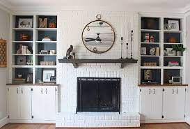 Cozy And Stylish White Brick Fireplace