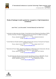 Pdf Study Of Leakage In Static Gasket For Cryogenic Or High