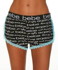Bebe Black Logo Lace Trim Pajama Shorts