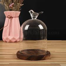 Bird Shaped Top Clear Glass Dome Cover