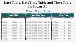 how to create a date table date time