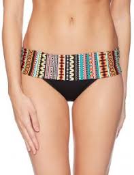 Jantzen Womens Geo Multi Stripe Shirred Waist Bikini Bottom
