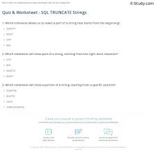 quiz worksheet sql truncate strings