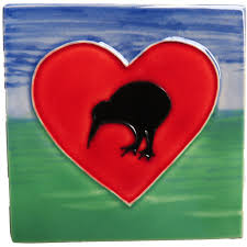 Kiwi Heart Small Ceramic Wall Art Tile