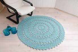 mint green crochet round doily rug