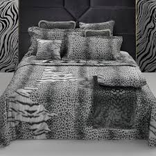 tiger leopard bed set black white