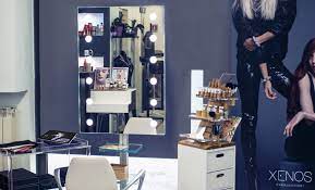 hairdressing mirror and chair the