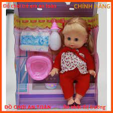 Bộ đồ chơi búp bê bé gái cao 32cm khóc cười uống sữa búp bê có thể tự động  nhắm mở mắt khi đứng lên và nằm xuống-W092170