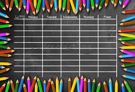 School Timetable Or Class Schedule Template On Chalkboard