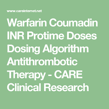 Warfarin Coumadin Inr Protime Doses Dosing Algorithm