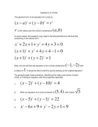 Equations Of Circles Math About