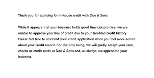 Decline A Credit Request Sample Letters Templates