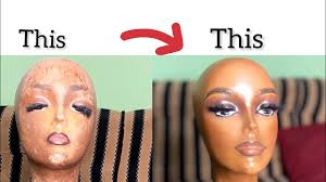 apply makeup on wig display mannequins