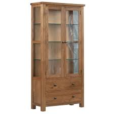 Oak Display Cabinet With Glass Doors