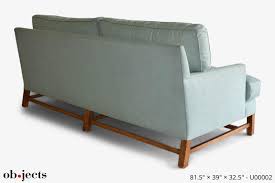 sofa seafoam green w wood carriage ob