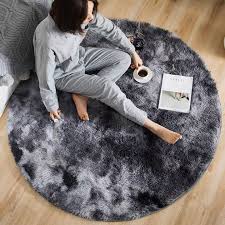 1pc tie dye fuzzy round rug modern