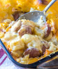 cheesy potato bake with chicken or sausage