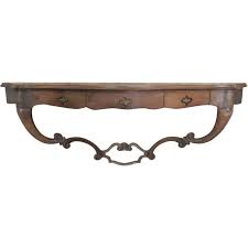 Vintage Walnut Wall Console With 3