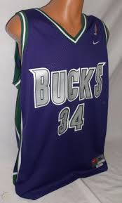 Replaces the milwaukee bucks' 1996 away jersey with a fictional purple one. Vtg Nike Ray Allen Milwaukee Bucks 34 Nba Sewn Men S Jersey Purple Xl 2 Mint 1734898336