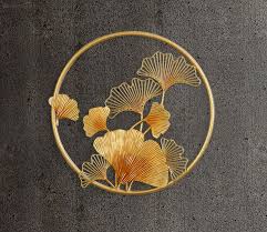 Ginkgo Leaves Round Metal Wall Decor