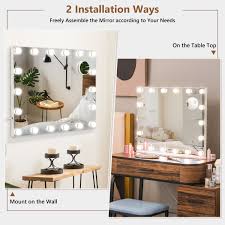 Vanity Mirror With 18 Dimmable Led Bulbs And 3 Color Lighting Modes White Costway