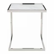 Ethan Side Table White Silver Rouse