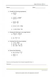 Algebra Sec 1 Simplify Factorise Solve