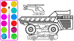Vẽ xe ô tô tải chở cát khổng lồ | Dạy bé vẽ | Dạy bé tô màu | Gaint car  drawing and coloring - YouTube